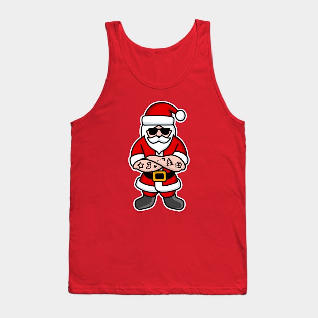 Cool Hipster Santa Claus tattoo Christmas Tank Top by LaundryFactory